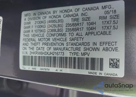 2018 Honda Cr-V Lx из США, поврежденный, VIN 2HKRW6H3XJH216773